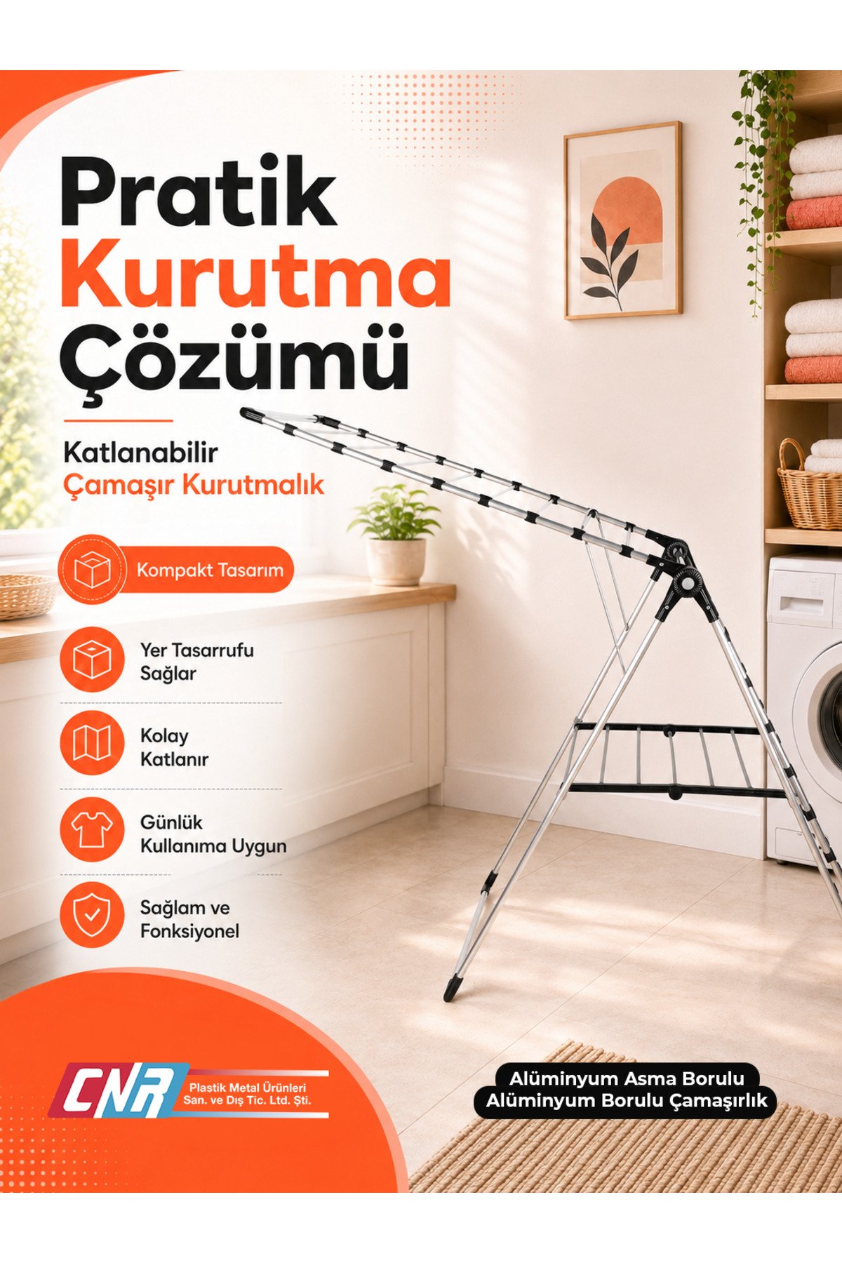 Alüminyum Çamaşır Kurutmalık Askılığı Samira Full Alüminyum Çamaşırlık (Gri)