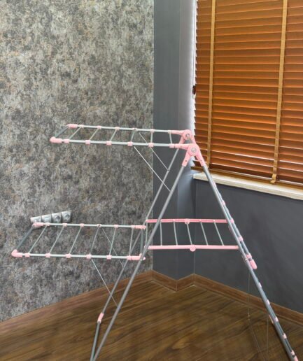 Çamaşır Kurutma Askısı Linda Pembe Özel PP Kaplama Borulu Kırılmaz Çitalı 2 Katlı Çift Katlı Çamaşırlık